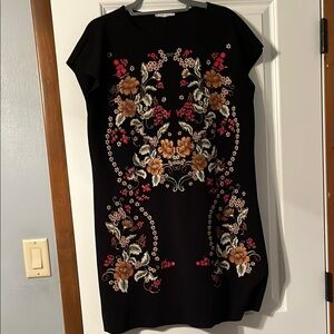 Zara Black and Red Embellished Sheath Mini Dress